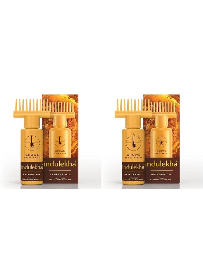 إندوليكا برينغا، زيت الشعر الأيورفيدي، 50 مل، للتحكم في تساقط الشعر، مع الأملا وزيت جوز الهند، مع مشط للتطبيق (عبوة من قطعتين) - Image 1